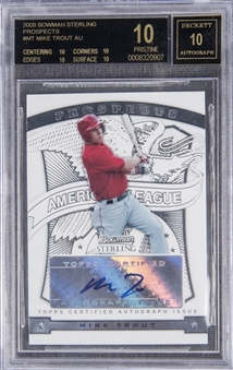 2009 Bowman Sterling Prospects #MT Mike Trout Signed Rookie Card – BGS PRISTINE/Black Label 10/Auto 10
